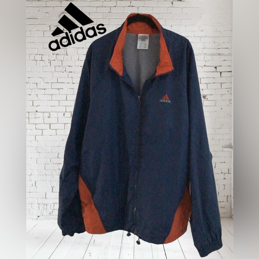 🧥ADIDAS Men's Navy and Orange Jacket